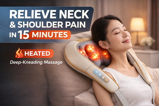 Neck & Shoulder Massager with Heat – Shiatsu Infrared Relief, 3 Speeds, Cordless